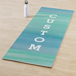 Sea green watercolor paint print thick custom yoga mat