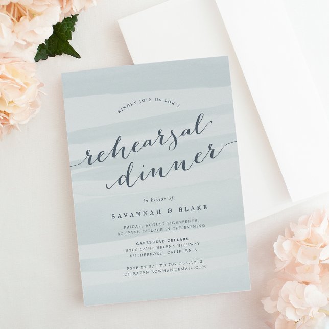 Sea Green Watercolor Rehearsal Dinner Invitation (Creator Uploaded)