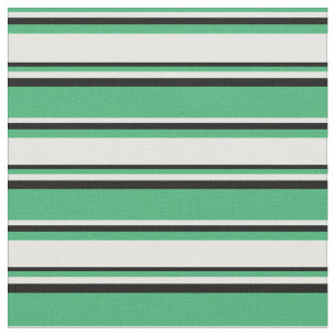 Sea Green, White, and Black Stripes/Lines Pattern Fabric