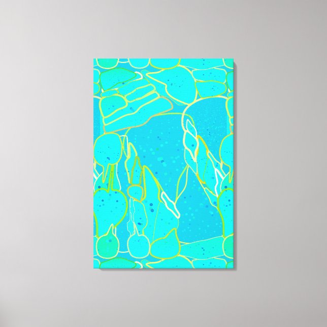 "Sea Grotto" abstract - turquoise, blue, gold Canvas Print (Front)