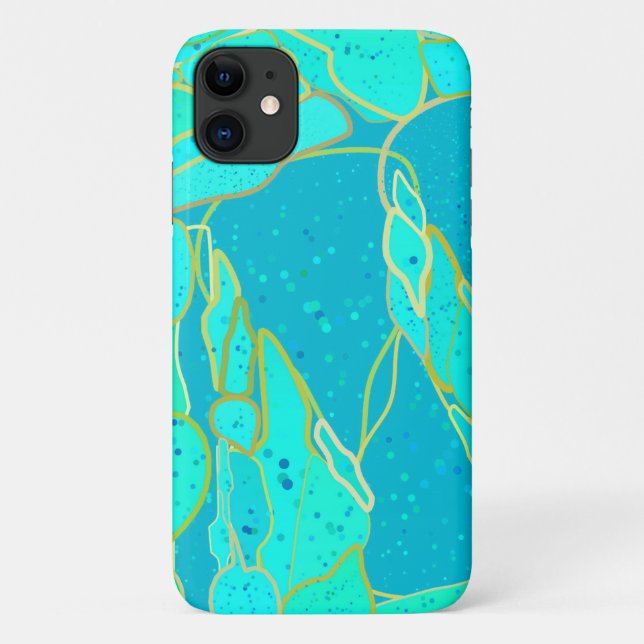 "Sea Grotto" abstract - turquoise, blue, gold Case-Mate iPhone Case (Back)