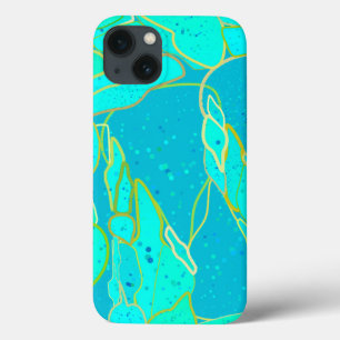 "Sea Grotto" abstract - turquoise, blue, gold iPhone 13 Case