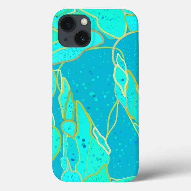 "Sea Grotto" abstract - turquoise, blue, gold Case-Mate iPhone Case (Back)
