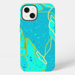 "Sea Grotto" abstract - turquoise, blue, gold iPhone 13 Case