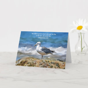 Sea Gull Bird at the Ocean Bible Verse Art Note Card