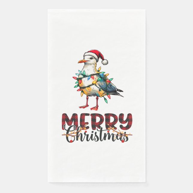 Sea Gull Seagull Sea Bird Christmas Hat Xmas Napkin (Front)