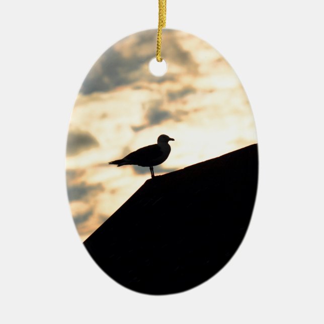 Sea Gull Sunset Ceramic Tree Decoration (Front)