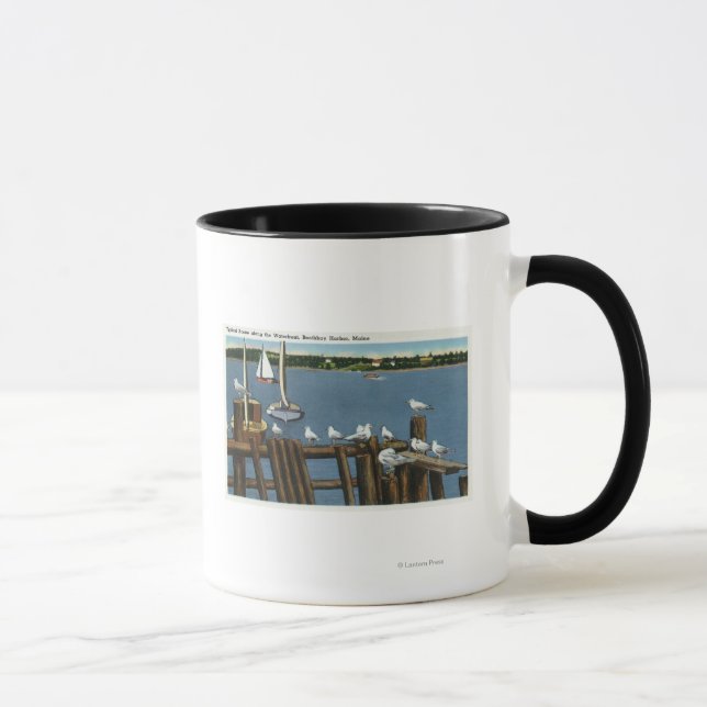 Sea Gulls and Sailboats Along the Waterfront Mug (Right)