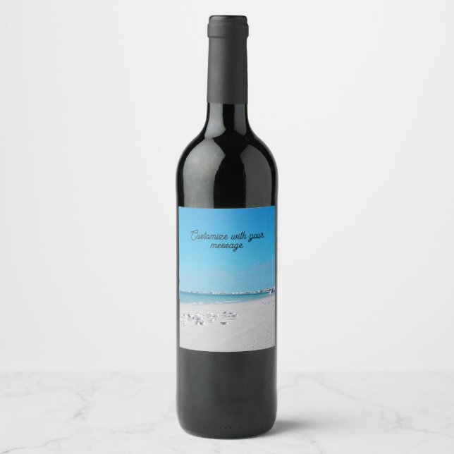 Sea Gulls on the Beach Wine Label (Front)