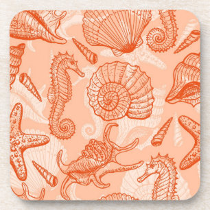 Sea hand drawn pattern coaster