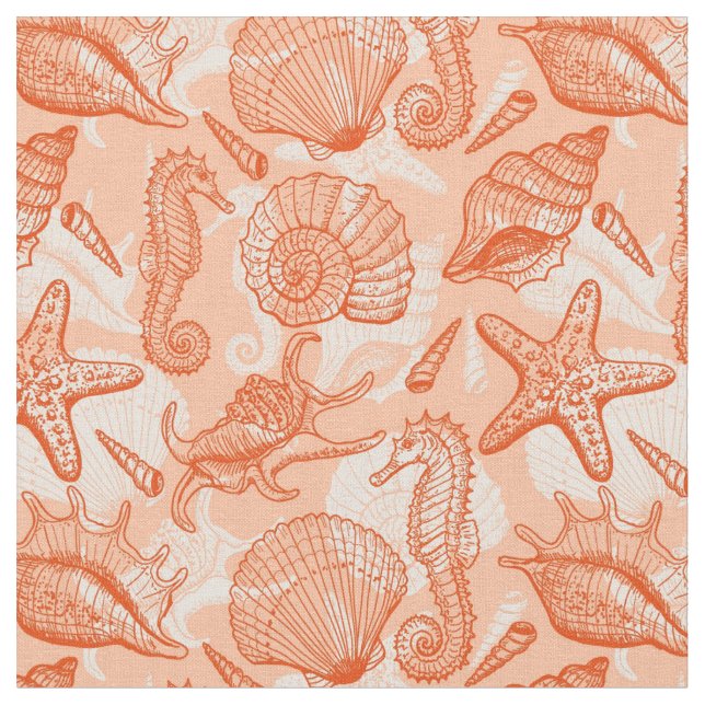 Sea hand drawn pattern fabric (Close Up)