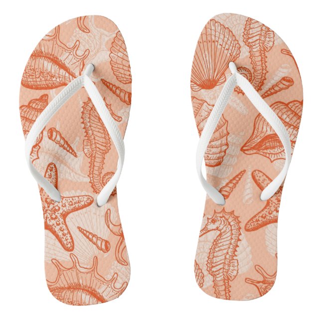 Sea hand drawn pattern flip flops (Footbed)
