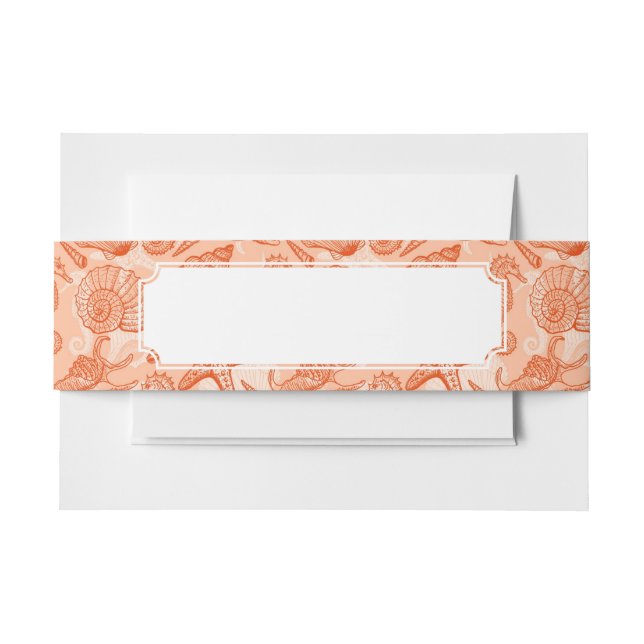 Sea hand drawn pattern invitation belly band (Front Example)