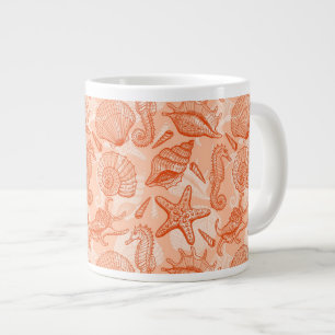 Sea hand drawn pattern large coffee mug