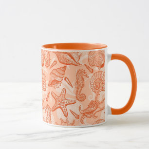 Sea hand drawn pattern mug