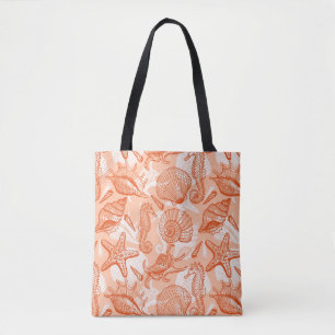 Sea hand drawn pattern tote bag