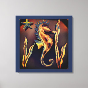 Sea Horse Abstract Art Canvas Print
