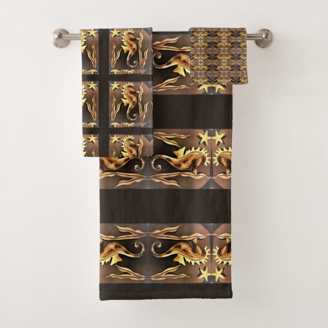 Sea Horse Abstract Bath Towel Set (Insitu)