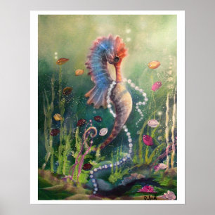 Sea Horse and Pearls Poster