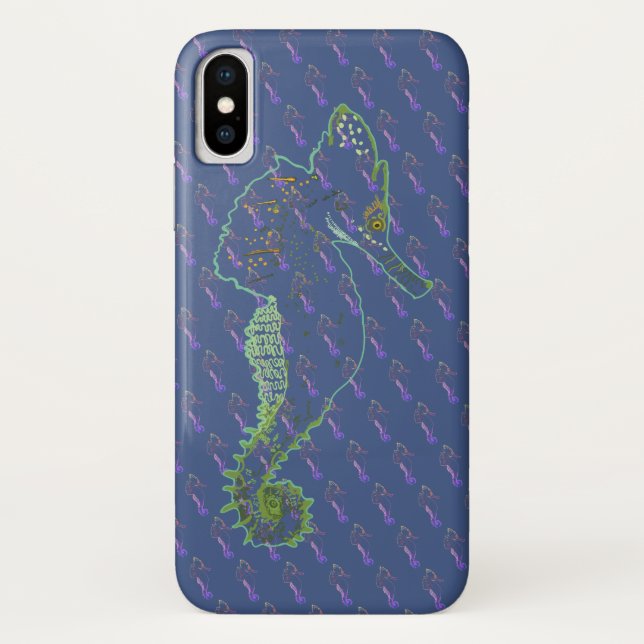 Sea horse art, Seahorses  iPhone X, Barely There Case-Mate iPhone Case (Back)