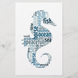 Sea horse as word cloud design flyer