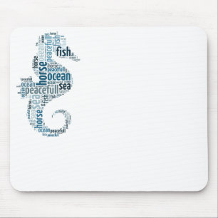 Sea horse as word cloud design mouse mat