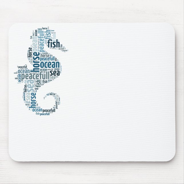 Sea horse as word cloud design mouse mat (Front)