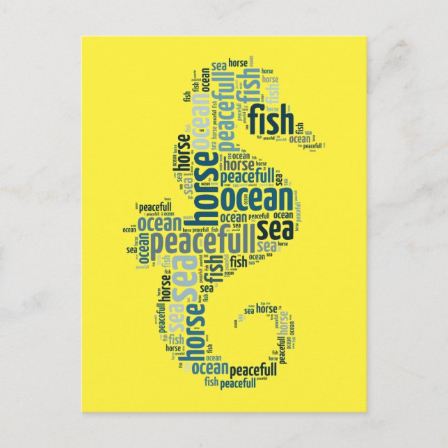 Sea horse as word cloud design postcard (Front)