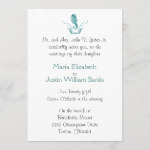 Sea Horse Beach Wedding Invitation