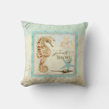 Sea Horse Coastal Beach - Home Decor Pillow