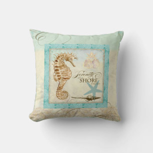 Sea Horse  Coastal Beach - Home Decor Pillow