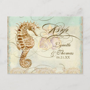 Sea Horse Coastal Beach - RSVP Response Postcard