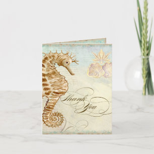 Sea Horse Coastal Beach - Thank You Note Cards