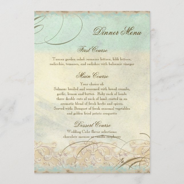 Sea Horse Coastal Beach - Wedding Dinner Menu (Front)
