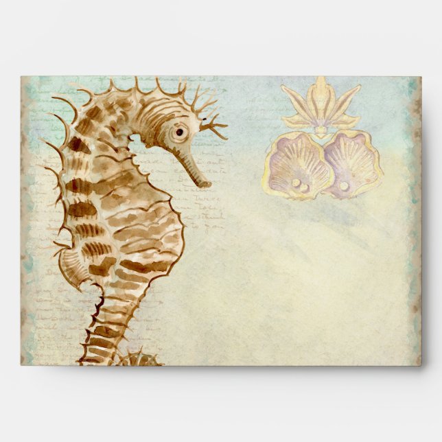 Sea Horse Coastal Beach - Wedding Envelope (Front)