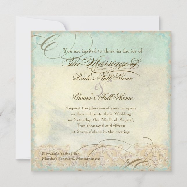 Sea Horse Coastal Beach - Wedding Invitation (Front)