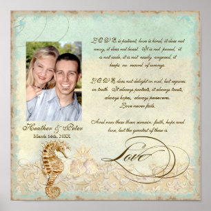 Sea Horse Coastal Beach - Wedding Personalised Poster