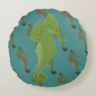 Sea horse, Fish Art Round cushion