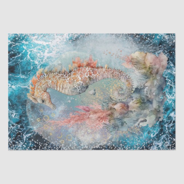 Sea Horse Glitter Tissue Paper (Front)
