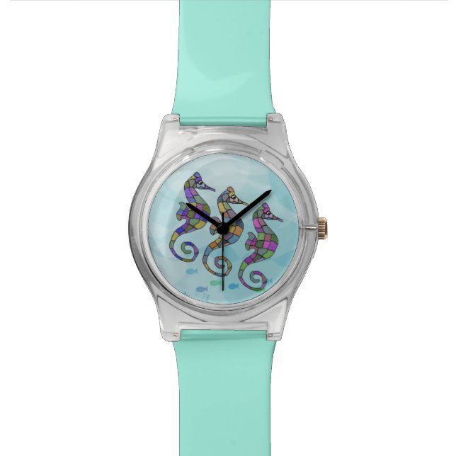 Sea horse Rainbow Wristwatch (Close Up)