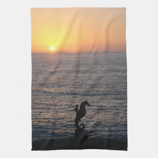 Sea Horse Riding Tea Towel (Vertical)
