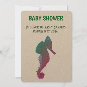 Sea horse, Sea life  Baby shower Invitation Card