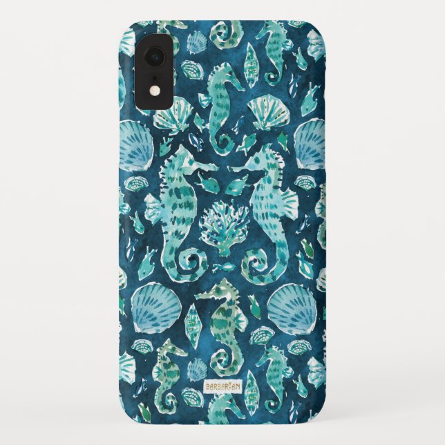 SEA HORSE SOIREE Indigo Coastal Case-Mate iPhone Case (Back)