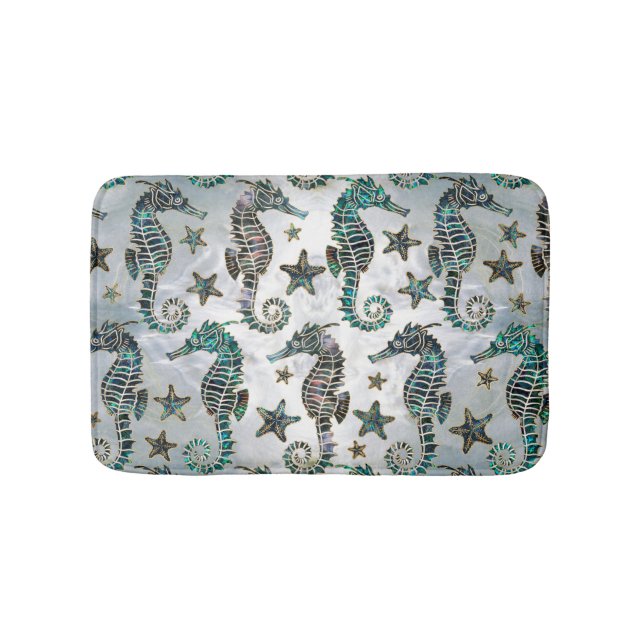 Sea horse Starfish Abalone Pattern Bath Mat (Front)