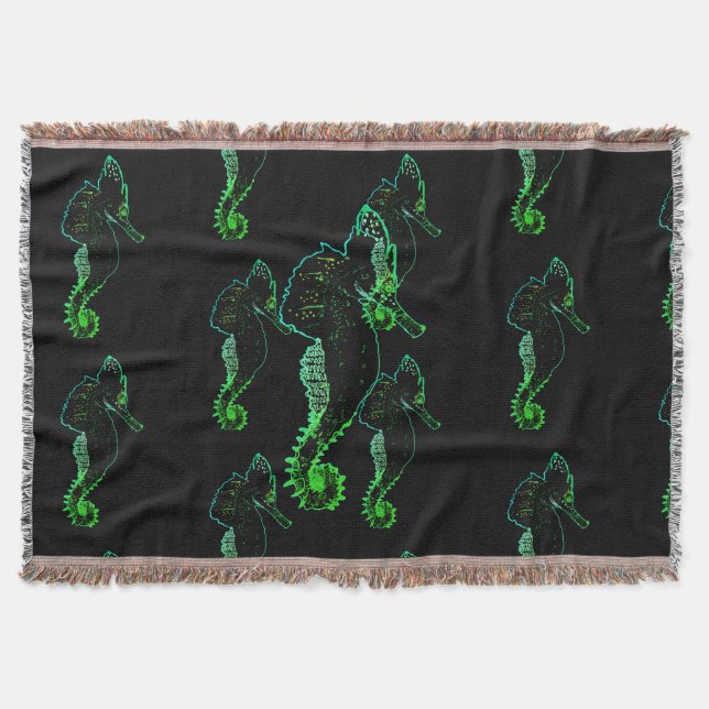 Sea Horse Vector Art  Throw Blanket (Front)