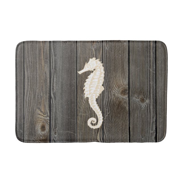 Sea Horse Vintage Wood Bath Rug (Front)