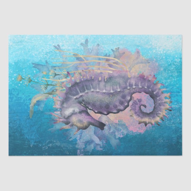 Sea Horse Watercolor Tissue Paper (Front)