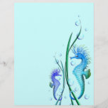 Sea horses Cartoon Flyer<br><div class="desc">Cute Blue Seahorses Cartoon</div>