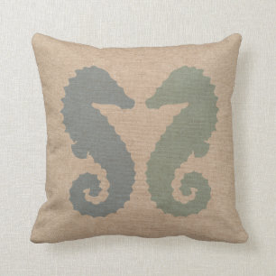 Sea Horses in Blue and Green Cushion