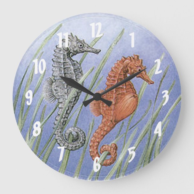 Sea Horses Large Clock (Front)